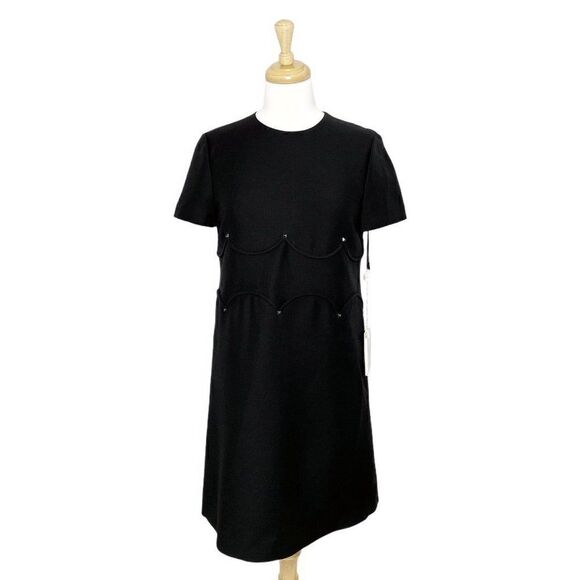 NEW Valentino Scalloped Silk Wool Shift Dress - Picture 1 of 10